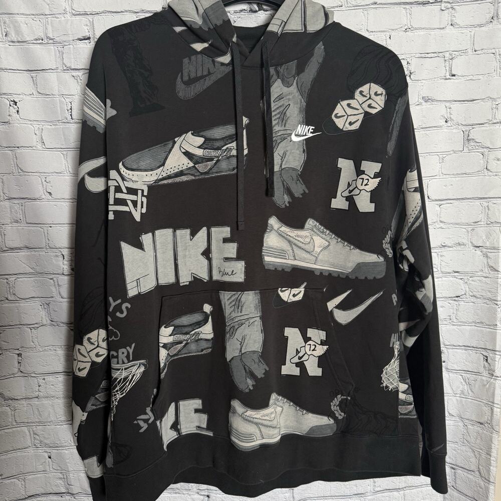 Nike Sportswear Club Fleece Mens Size XXL Tall FV1921-045 Black Hoodie Pullover